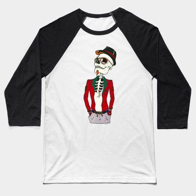 Hipster Skeleton. Baseball T-Shirt by LuDreams